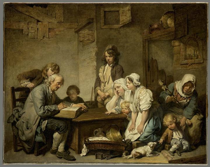 Jean-Baptiste Greuze, La Lecture de la Bible, 1748. Musee du Louvre (RF 2016 3). © Musee du Louvre, Paris