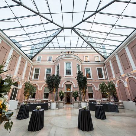 Hertford House courtyard set for an evening drinks reception