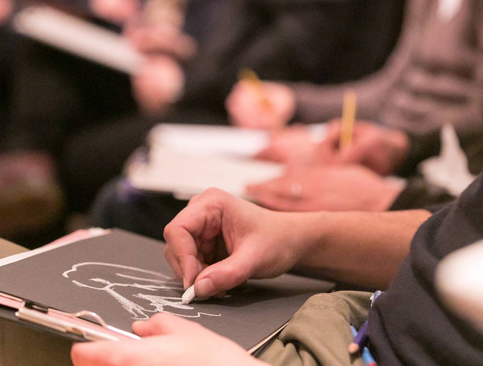 Students sketching