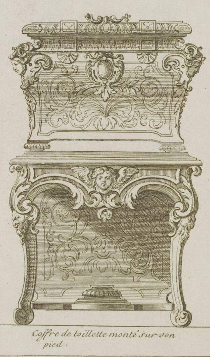 Detail from Nouveaux Desseins de Meubles et Ouvrages de Bronze et de Marqueterie, André-Charles Boulle, about 1708. Victoria and Albert Museum (E.1090-1908). © Victoria and Albert Museum, London.