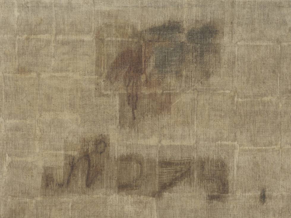 Detail of inscription on reverse of painting
