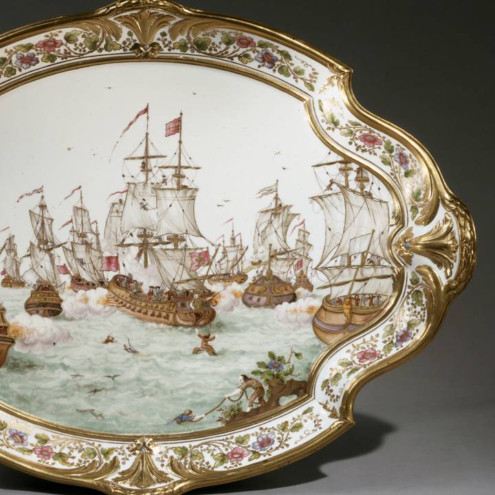 A detail of a porcelain tray