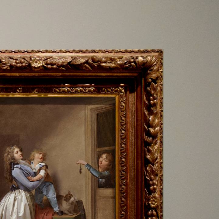 A detail of a painting depicting an interior scene