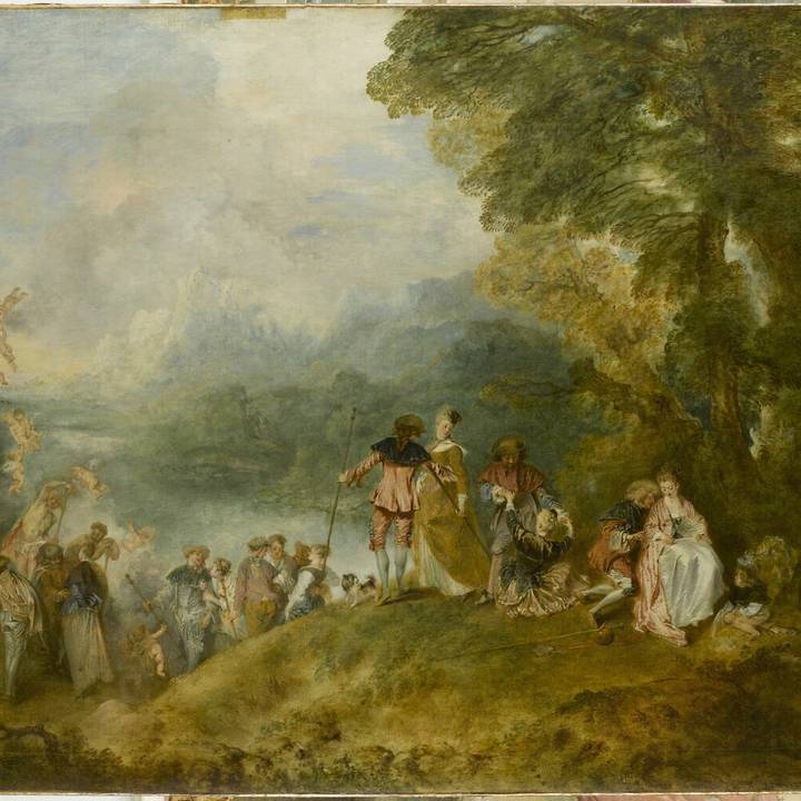 An image of a group of figures in a mountain landscape