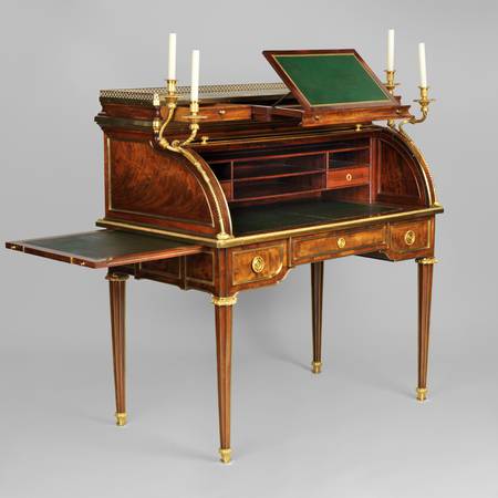 Photograph of an eighteenth-century cylinder desk opened