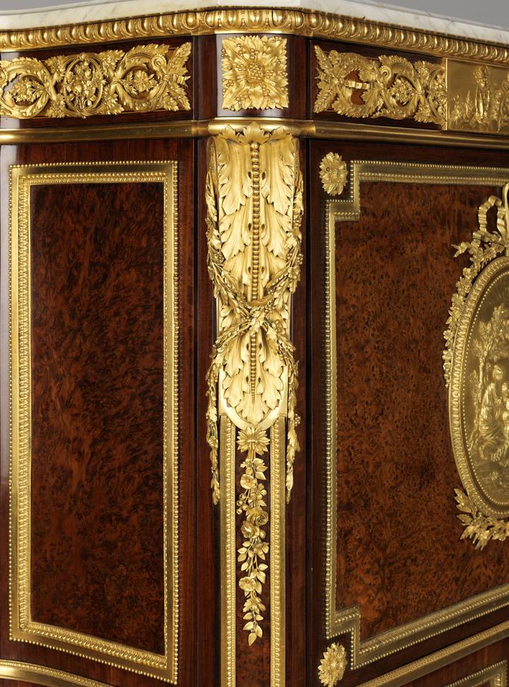 Detail of gilt-bronze console mount. Fall-front desk (F303).