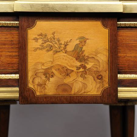 Close up detail of desk marquetry