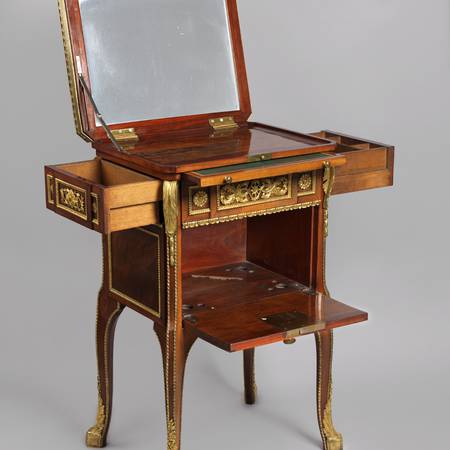 Photograph of an eighteenth-century toilet and writing-table open