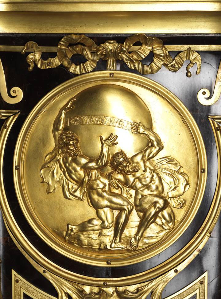 Detail, Attributed to André-Charles Boulle, Pedastal Clock, about 1720-25 (F42).