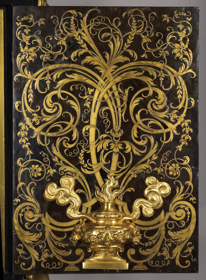 Detail, Attributed to André-Charles Boulle, Pedastal Clock, about 1720-25 (F42).