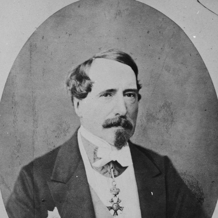 A black and white photograph of the 4th Marquess of Hertford