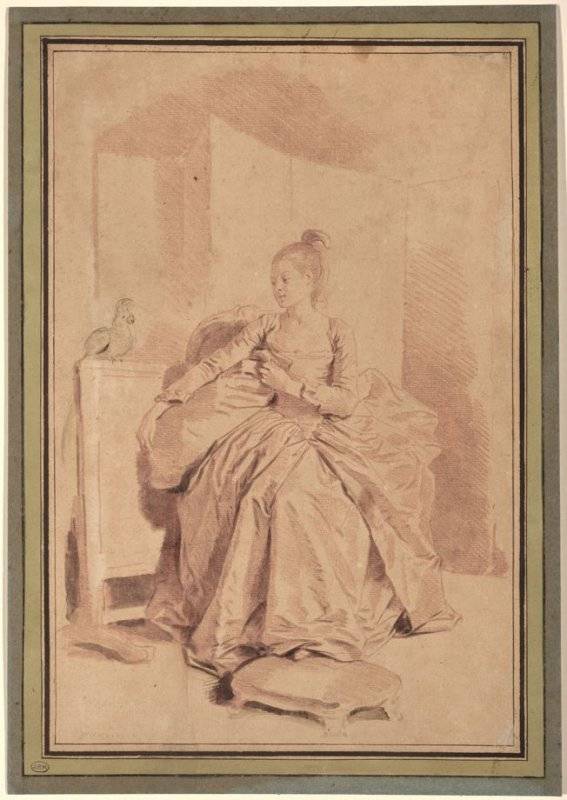 Jean-Honoré Fragonard, Woman with a Parrot (Rosalie?), about 1780/90. Fine Arts Museums of San Francisco (1966.54).