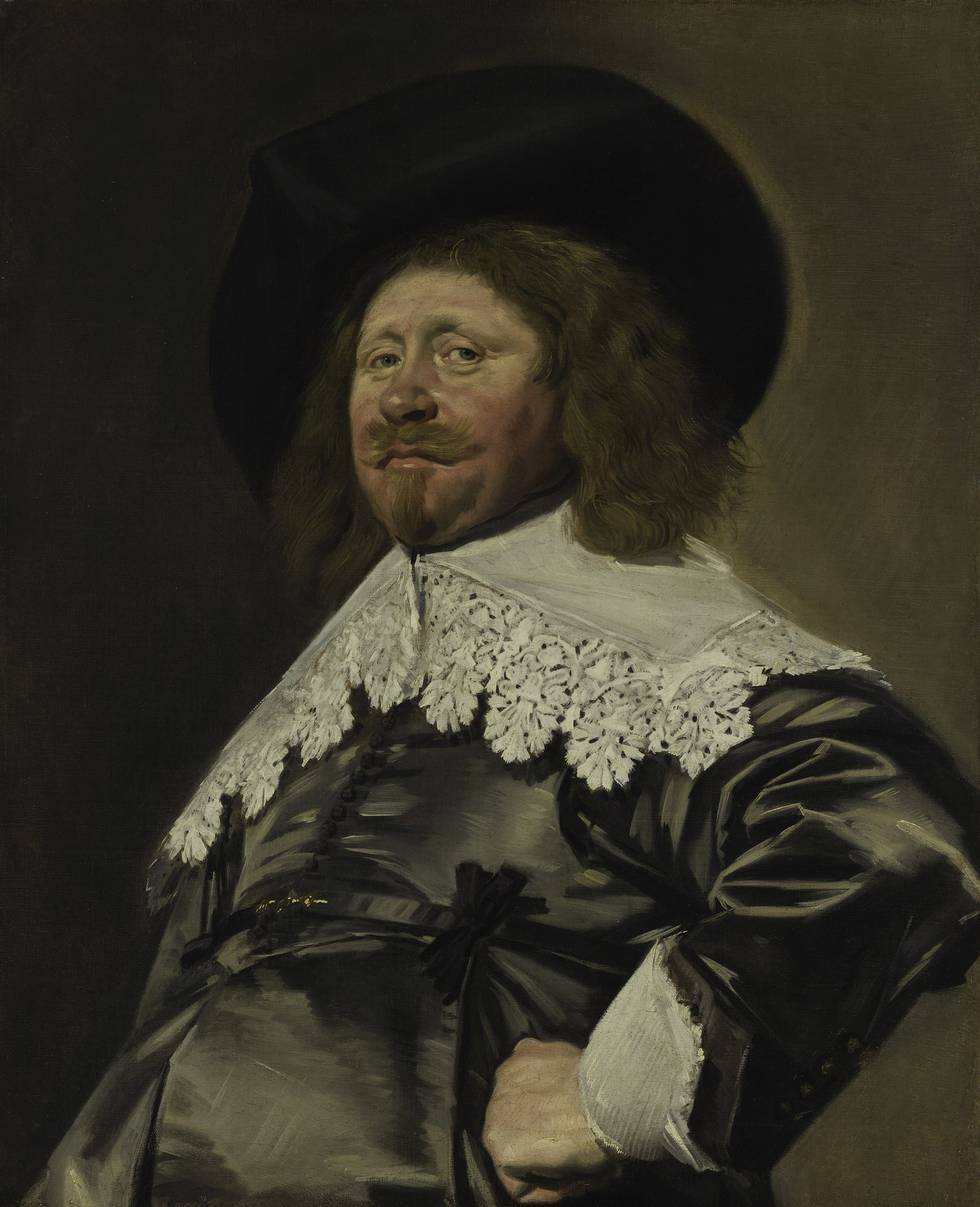 A painting of a man with a beard wearing a hat