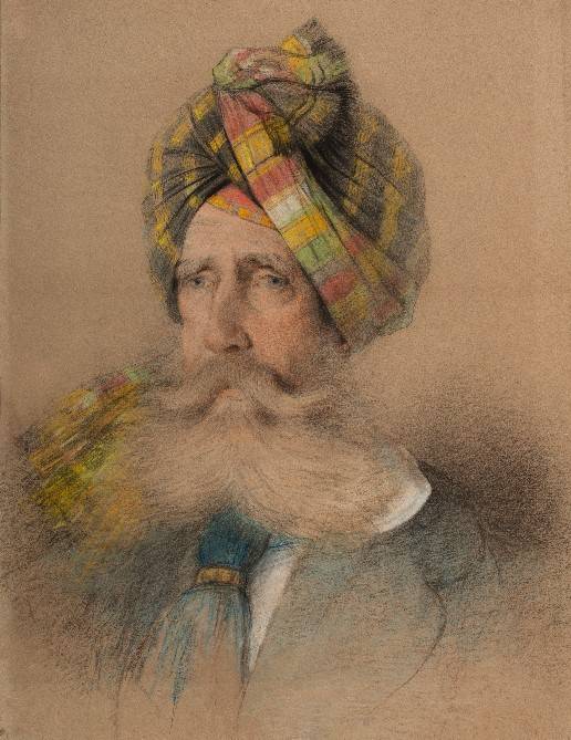 George Landseer, Colonel Alexander Gardner wearing a tartan turban, Kashmir, about 1865-70 © Toor Collection.