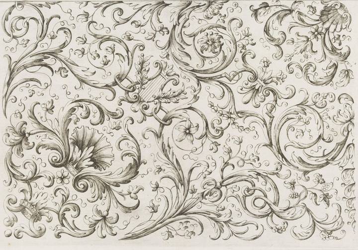 Detail from Desseins pour la Marqueterie par Ducerceau, Paul Androuet du Cerceau, about 1670–85. Victoria and Albert Museum (E.5590-1908). © Victoria and Albert Museum, London.