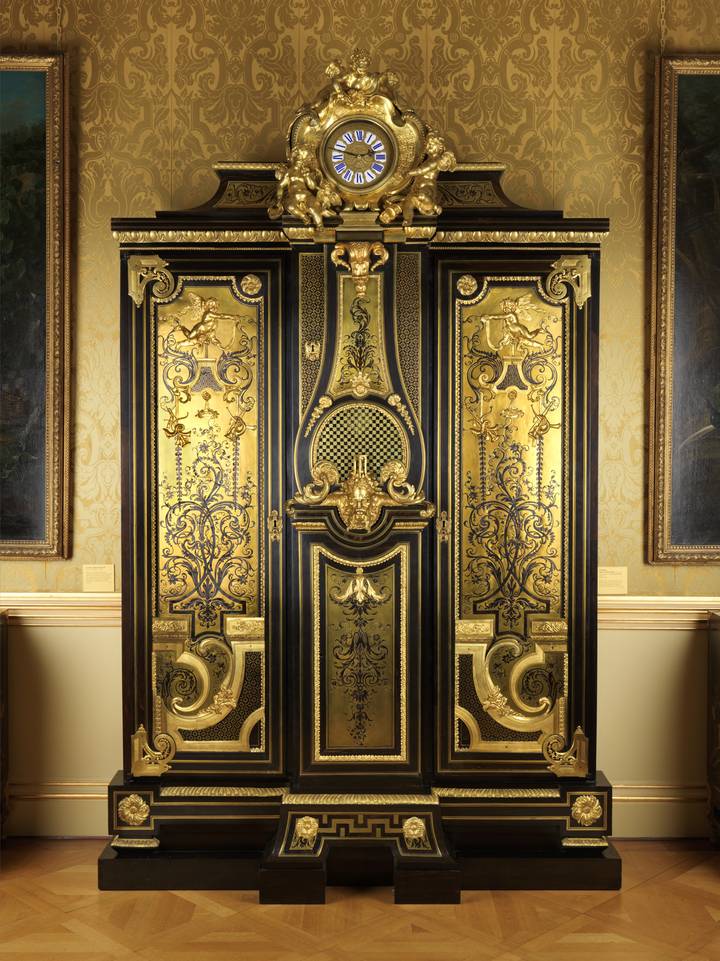 Detail, André-Charles Boulle, Wardrobe with Central Clock Case, 1715 (F429).