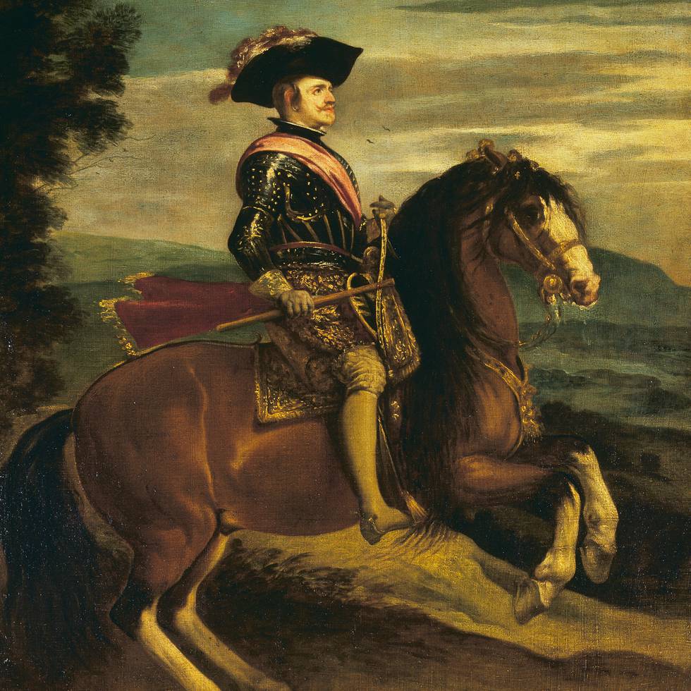 Seventeenth century painting of an armour man on a horse