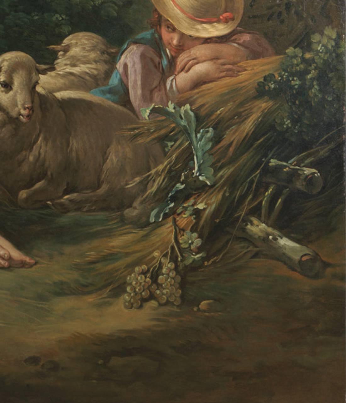Acanthus leaf and grapes in Pastoral with a Bagpipe