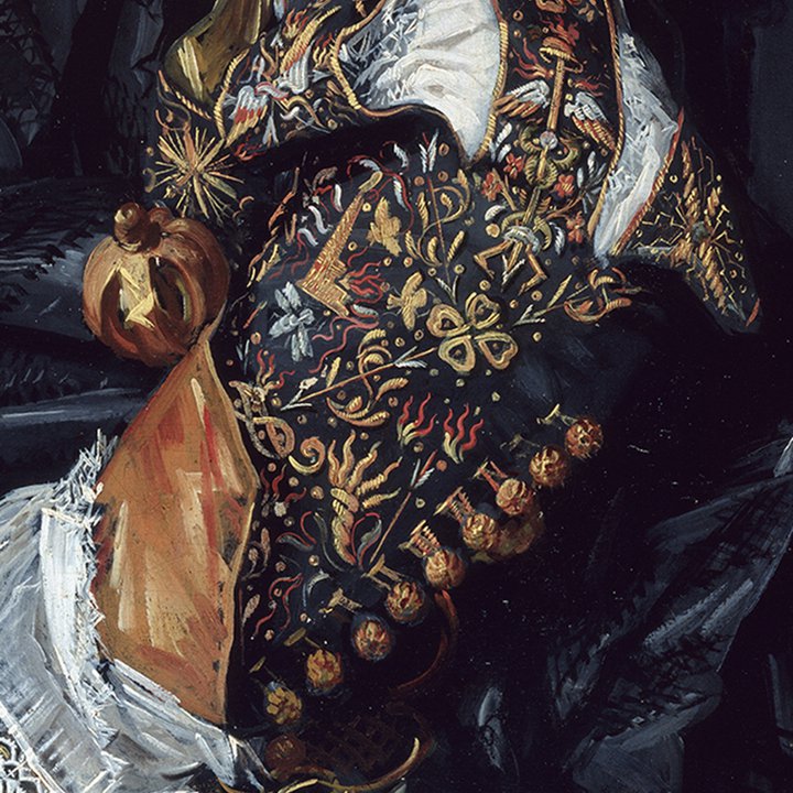 Detail of a portrait of a man wearing a hat