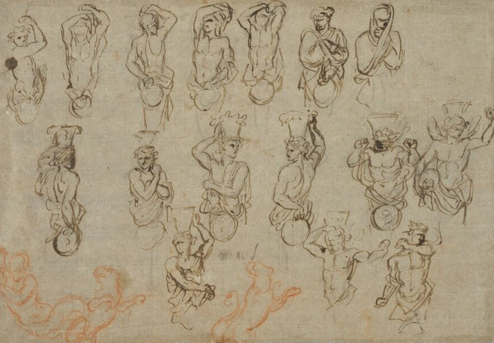Designs for caryatids at Vaux-le-Vicomte, Charles Le Brun, undated. Stockholm Nationalmuseum (NMH CC 504). Public domain.