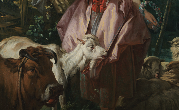 Detail of goats, Francois Boucher, Pastoral with a Bagpipe Player, 1749 (P489)